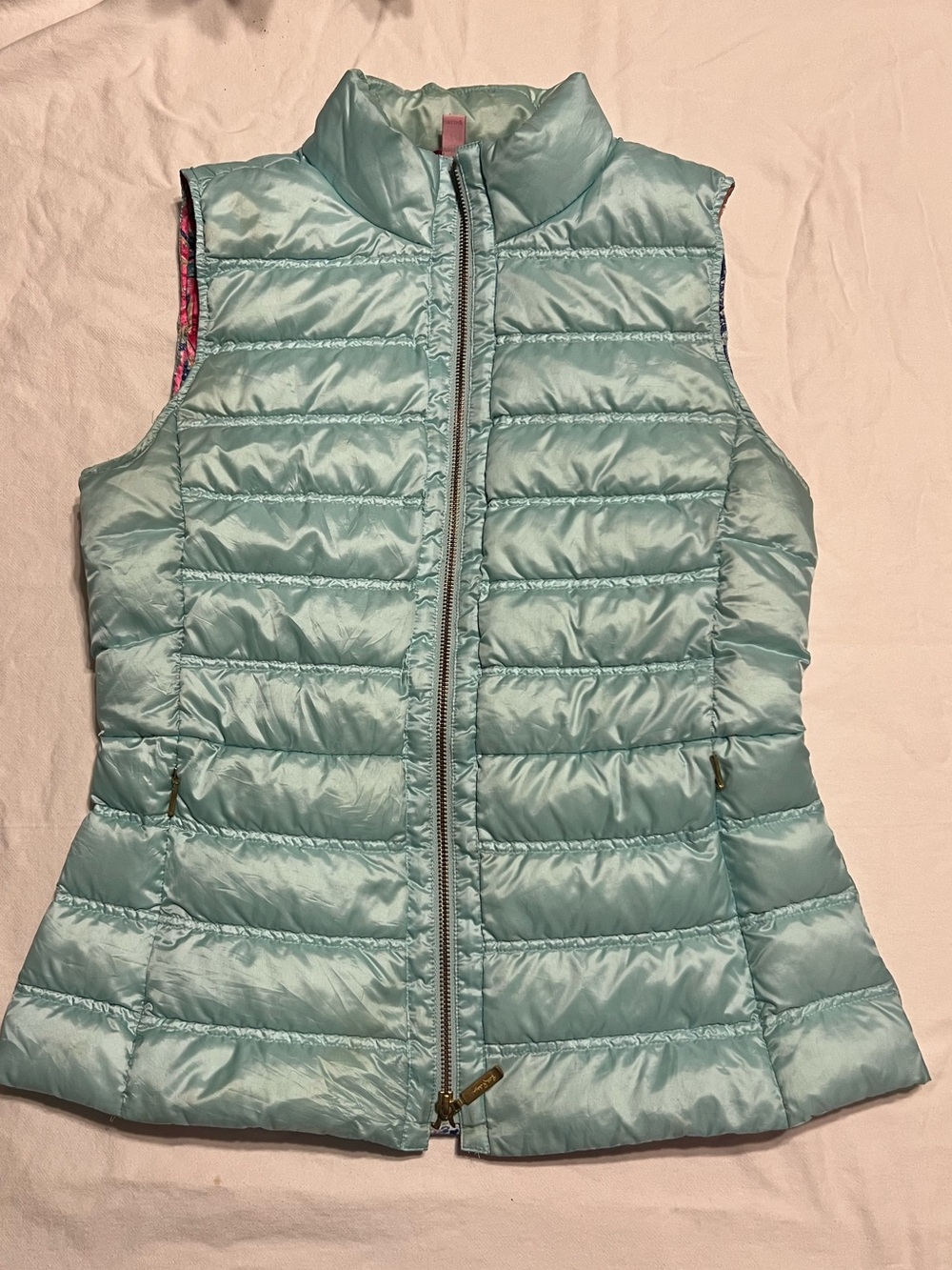 Lilly Pulitzer Light Aqua Quilted Puffer Vest